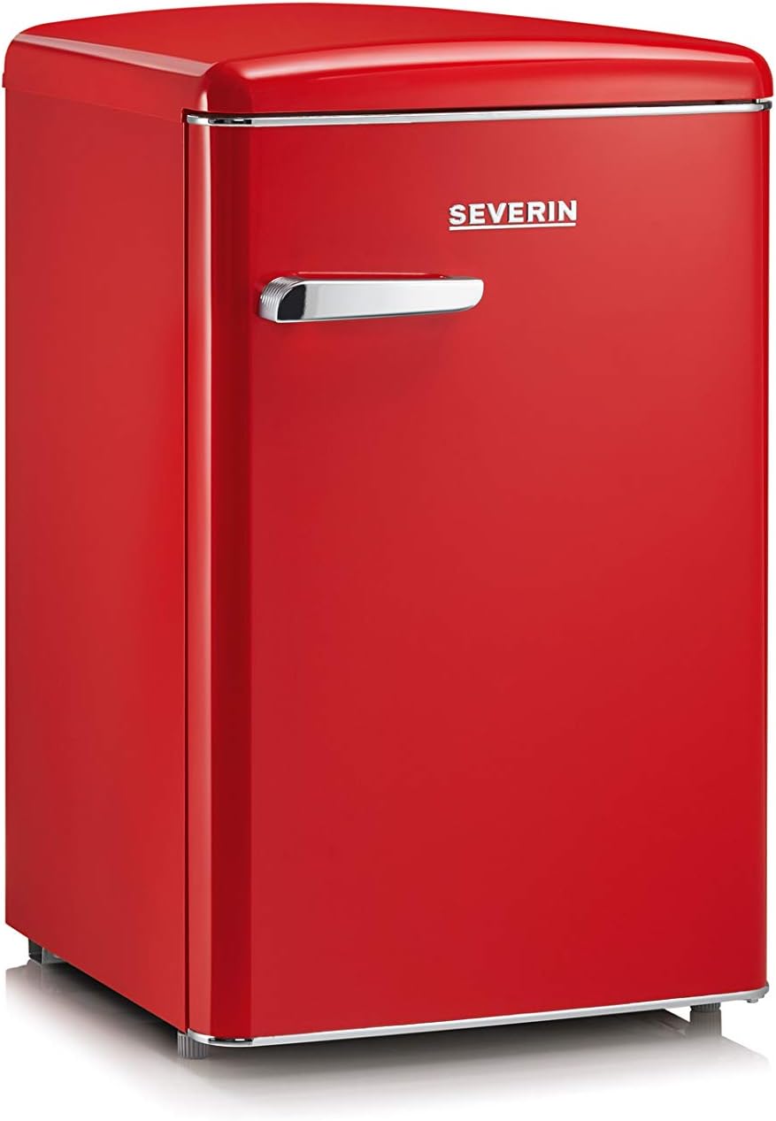 SEVERIN Retro-Tischkühlschrank, 37 dB, 108 L Nutzinhalt, platzsparender Kühloption, 2 x höhenverstellbare Abstellflächen, integriertes Gefrierfach