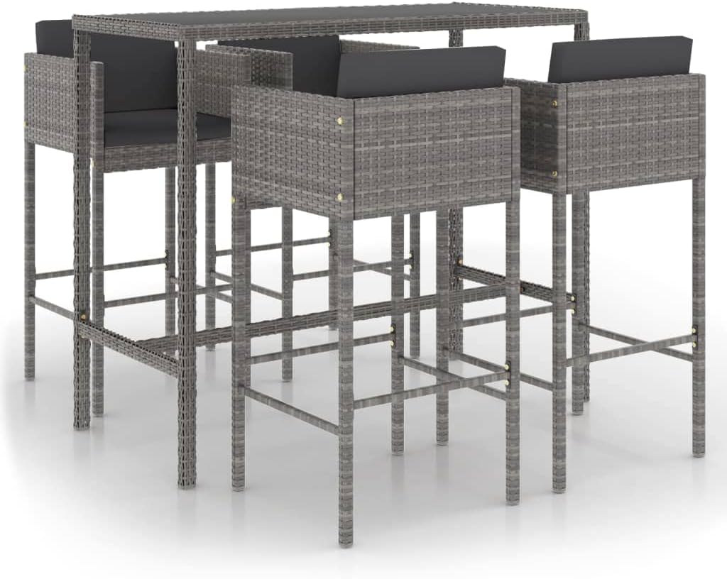 vidaXL Gartenbar Set 5-TLG. mit Kissen Theke Bar Tresen Tisch