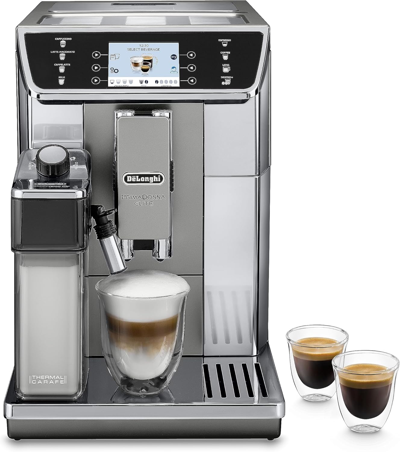 De'Longhi PrimaDonna Elite ECAM 656.55. MS Kaffeevollautomat, 3,5 Zoll TFT Touchscreen Farbdisplay & App-Steuerung, Cappuccino & Espresso
