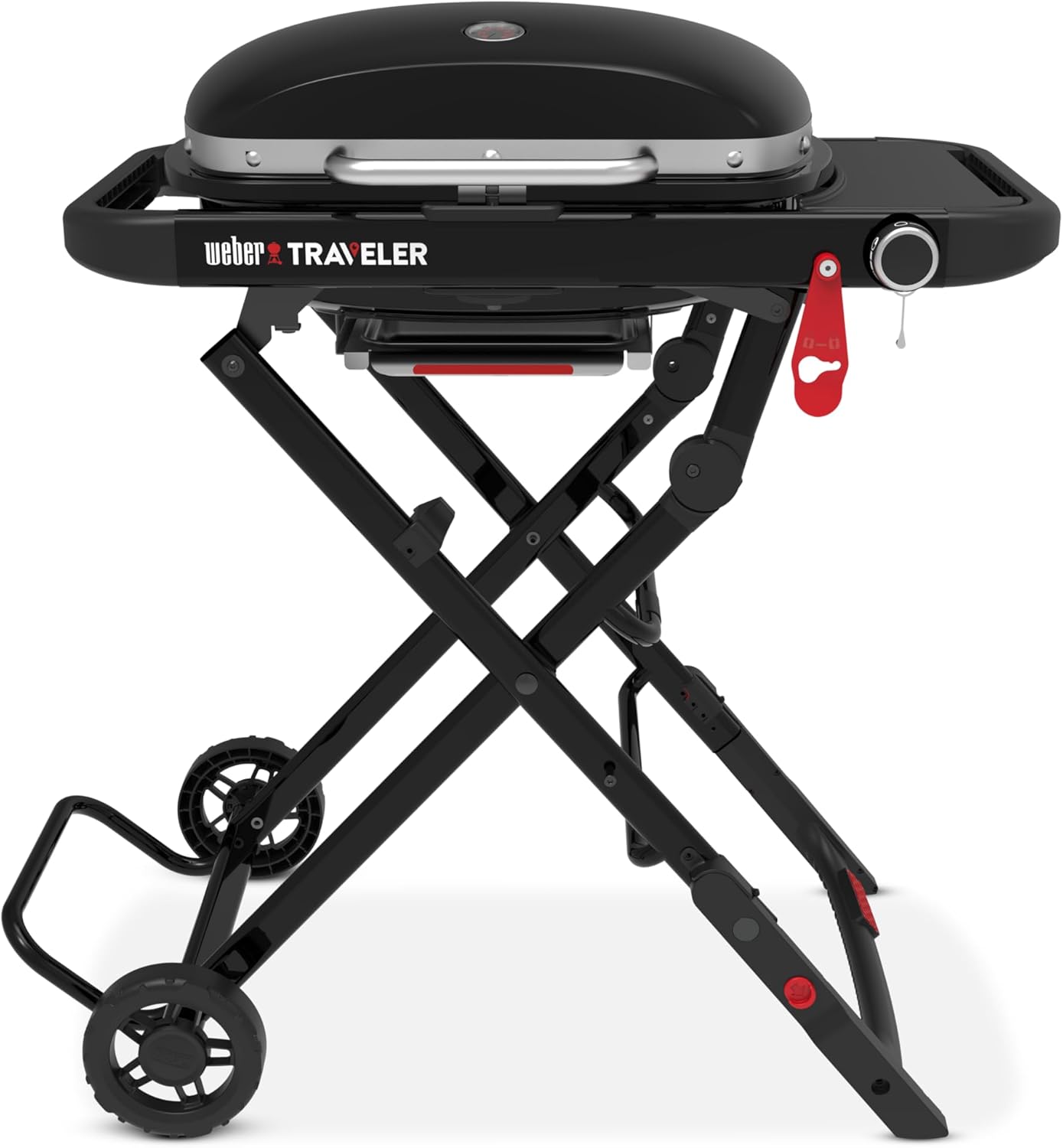 Weber Traveler Compact Gasgrill mit klappbarem Untergestell und Rädern, 3,81 kW Brenner, 2065 cm² Grillfläche