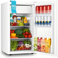FOHERE Mini-Kühlschrank mit Gefrierfach, 90 l, 82-l-Kühlraum/8,5-l-Gefrierfach, 7 Stufen, 41 dB, 84 kWh/Jahr, Weiß