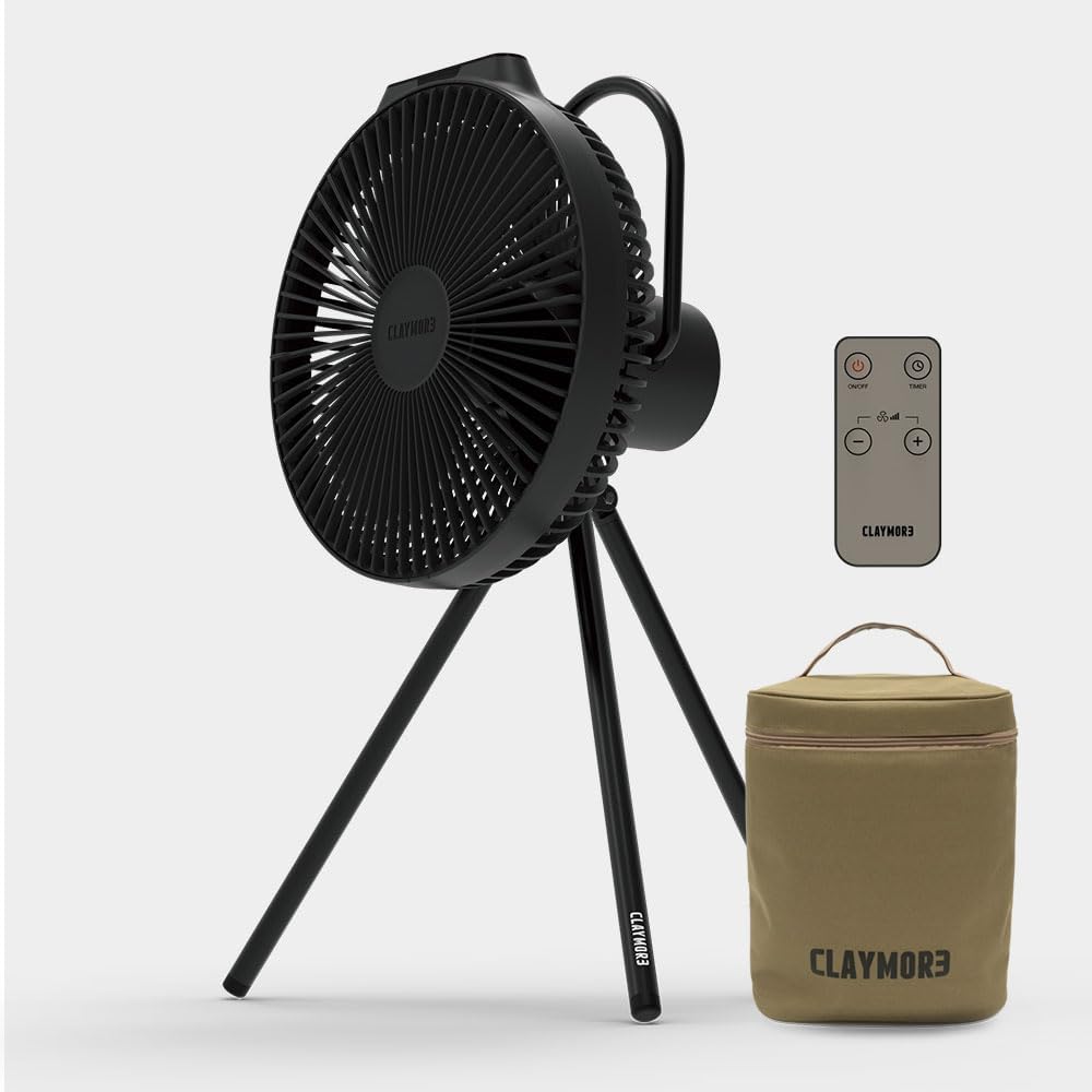 Claymore V1040 Ventilator, Vielseitiger Ständer & Fernbedienung Bis zu 23 Stunden, Stauraum, Leise mit großem 10.400mAh Akku, einem massiven 10