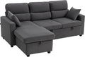 HOMCOM Ecksofa, Stauraum, 3-Sitzer Wandelbare Eckcouch mit Cordoptik Schlafcouch für Wohnzimmer
