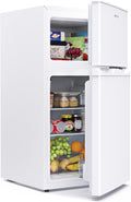 Upstreman 84L Kühl Gefrierkombination, Kühlschrank, 39 dB Leise und LED Beleuchtung，Kleiner Kühlschrank mit 2 Wechselbare Tür, TM84 Weiß
