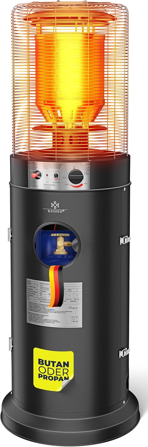 KESSER Heizstrahler Gas KE12 Heizpilz für Terrasse Terrassenheizer Terrassenheizst, Freiluftheizung 10 kW Gasheizstrahler gasheizer