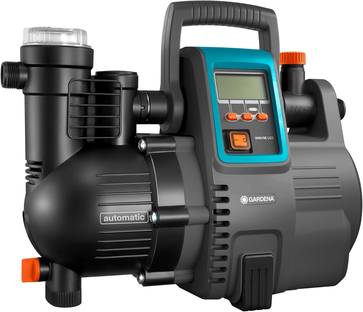 Gardena Comfort Hauswasserautomat 5000/5E LCD: Hauswasserpumpe mit LC-Display Tisc, Fördermenge 5000 l/h, 1300 W Motor mit Thermoschutzschalter