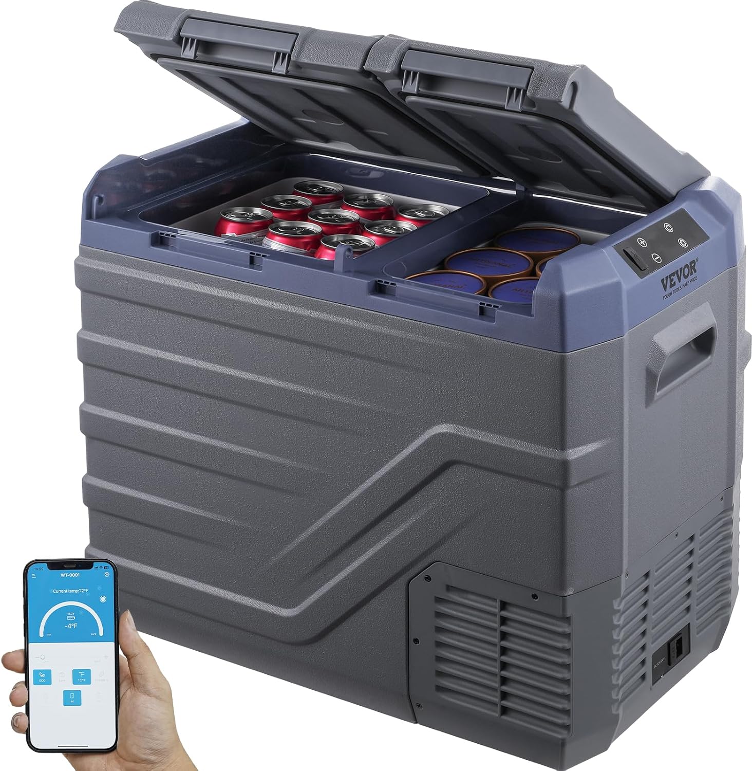 VEVOR 12 Volt Car Refrigerator, 40 L Dual Zone Car Refrigerator Fridge, -4 to 68 Adjustable Range