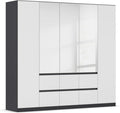 Rauch Möbel Mainz Schrank, grifflos BxHxT 226 × 210 × 54 cm, Stauraum, 5-türig Spiegel, 6 Schubladen, Zubehörpaket Basic 3 Einlegeböden