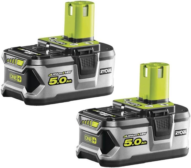 Ryobi 18 V ONE+ Elektrowerkzeug-Akku-Set mit 2 × 5,0 Rasenmäher, 5133003370, 2 × 18 V 5