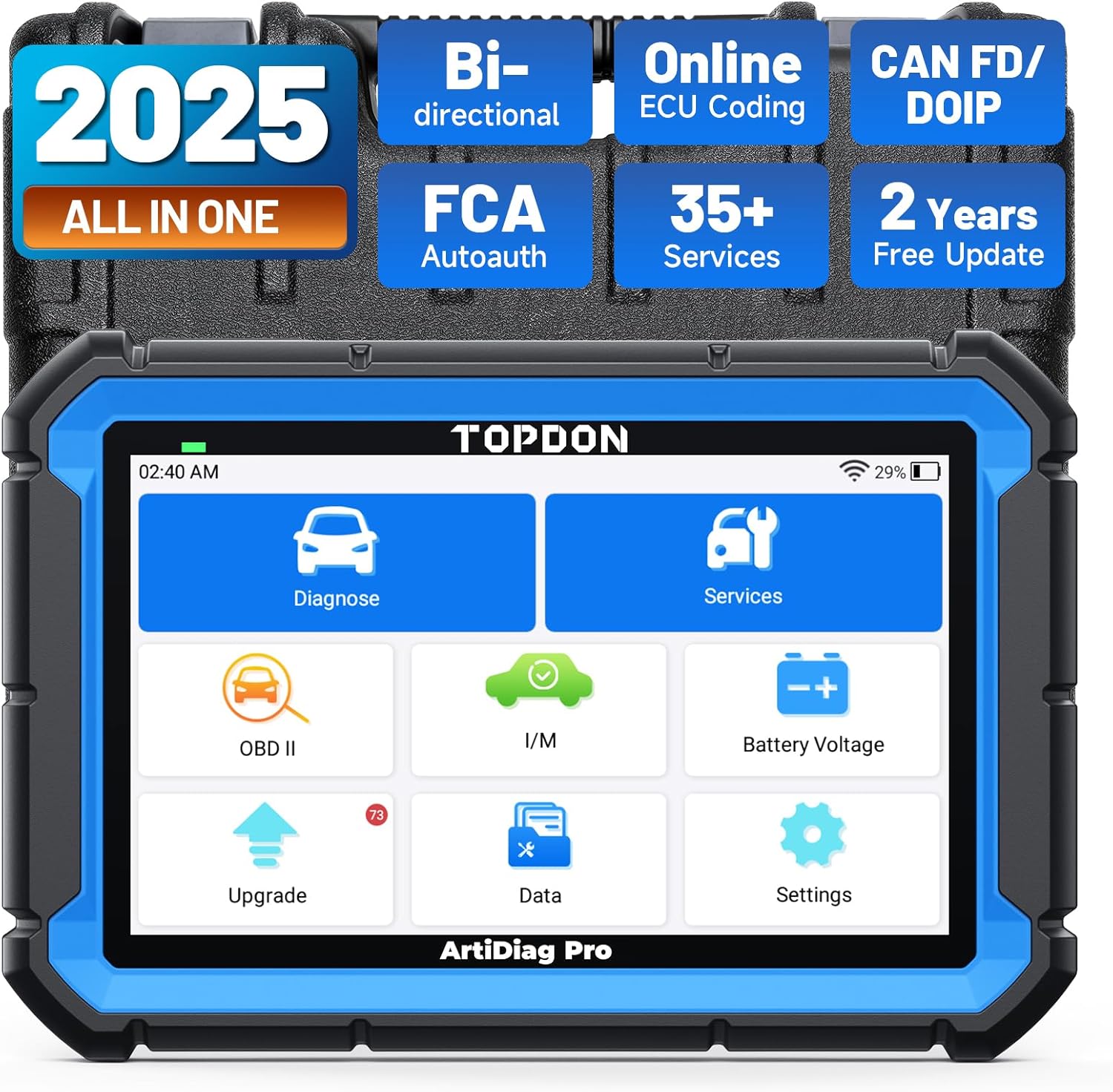 TOPDON Diagnosegerät Auto ArtiDiag Pro V2.0 Tisch, 35+Servicefunktionen, 2 Jahre kostenloses Update