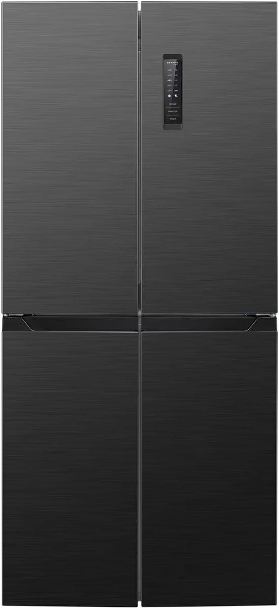 Bomann French Door Kühlschrank, KG 7358 schwarz-inox, NoFrost, Kühl-Gefrier-Kombinationen mit Total No Frost, Kühlschrank mit Gefrierfach 362L
