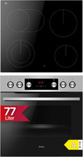 Amica Einbauherd Set 60 × 56 × 56 cm 77 l XXL Großbackofen, Timer, einbauherd mit rahmenlos Glaskeramik-Kochfeld edelstahl