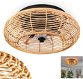 HOFSTEIN Mulstrand Deckenventilator mit 4-flammiger E27-Leuchte, Fernbedienung, 3 Stufen, Ø 50 cm, Schwarz/Natur
