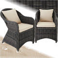tectake Alu Polyrattan Gartenstuhl, Gartenmöbel Set mit 2 Sessel, wetterfest, Rattan Gartensessel mit weichen Sitzpolster, wetterbeständig