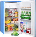 Upstreman 91L Kleiner Kühlschrank, 41 dB Leiser Betrieb, 43 dB, 82,5 L, Stauraum, 5 Temperaturstufen (0-10 ), BR321-Blau, Vor- und Rücklauf