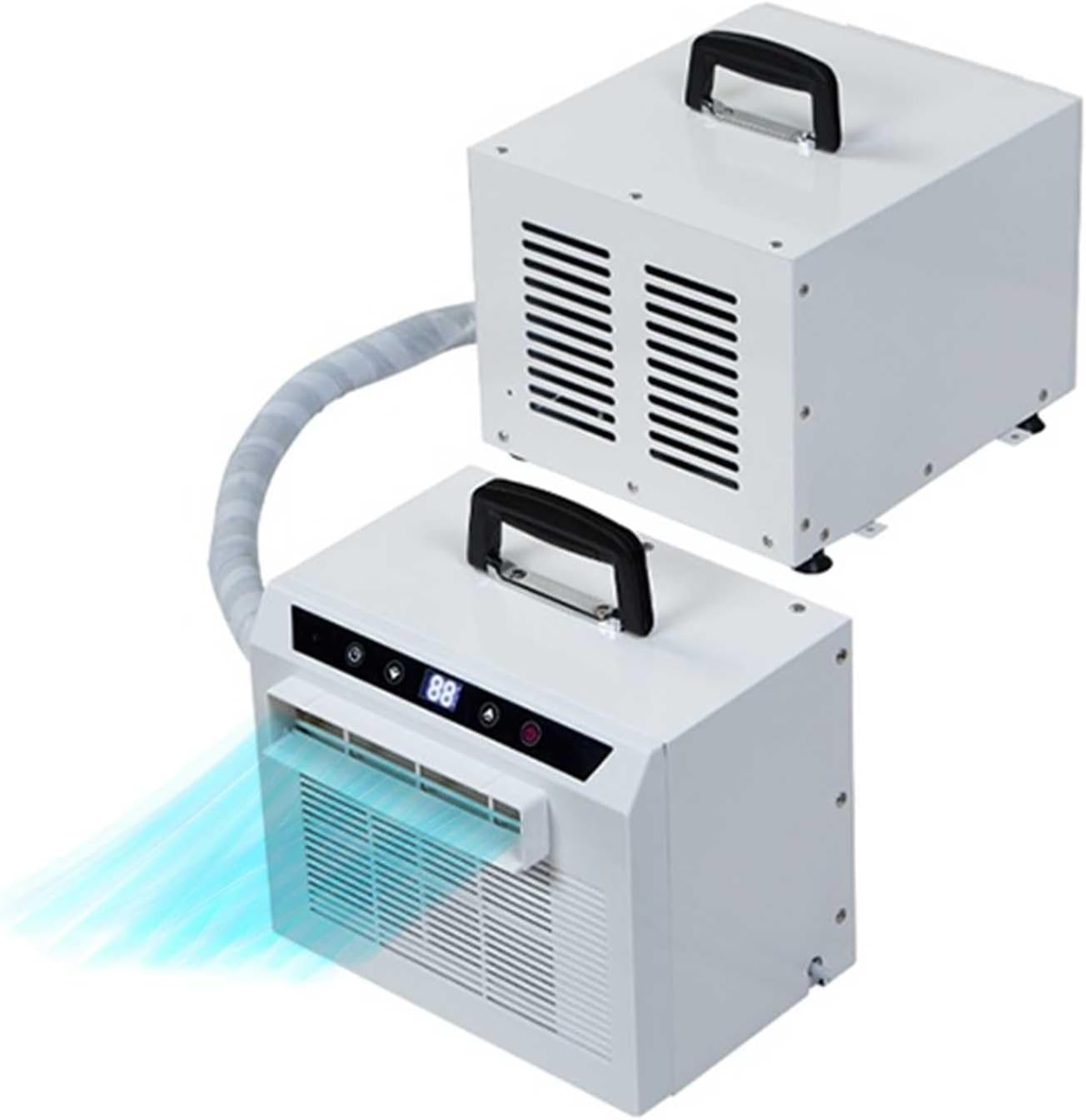 Split-Klimaanlage, tragbar, 1300 W schnelle Kühlung Luftkühler für Camping, Mini Quiet Smart Klimaanlage für draußen mit Timer und USB-Ladeanschluss