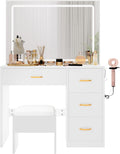 YITAHOME Schminktisch mit Spiegel, Schubladen: 90 cm L x 40 cm B x 136 cm H, Stauraum, Kosmetiktisch mit 4 Schubladen