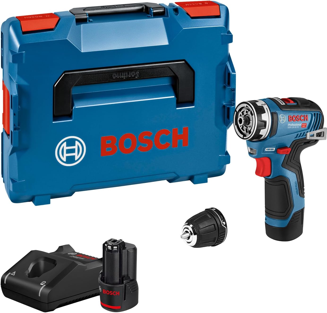 Bosch Professional 12V System Akku Bohrschrauber GSR 12V-35 FC, FlexiClick System (inkl. 2x Akku GBA 3.0Ah, Schnellladegerät GAL 12V-40
