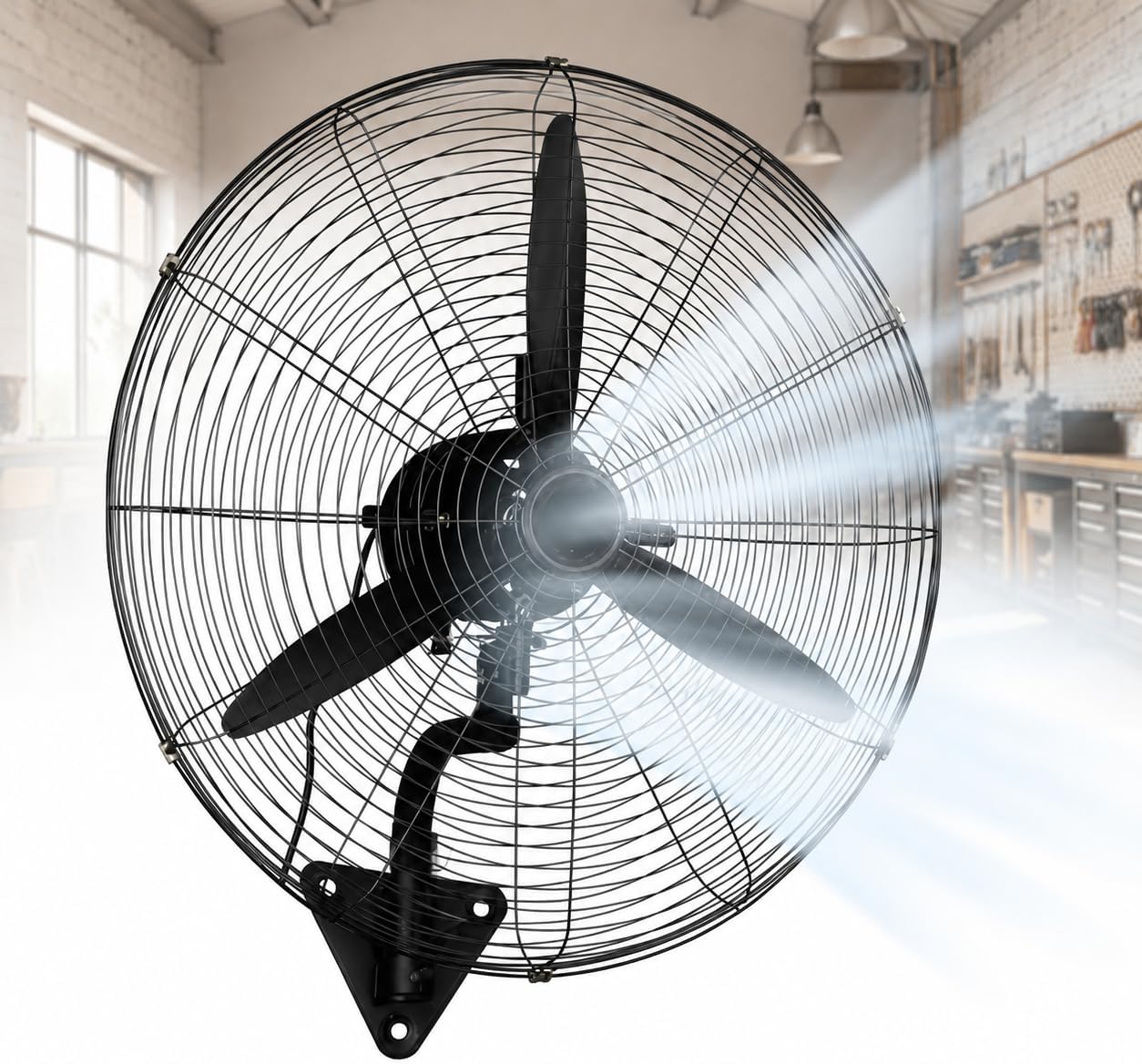 TsoLay Industrieller Wandventilator, 120 Oszillation & 30 Einstellbar, Robustes Metall, 3 Geschwindigkeiten