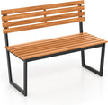 COSTWAY Gartenbank, Terrassenbank bis 360 kg belastbar, Holzbank wetterfest, 2-Sitzer Sitzbank aus Akazienholz, Balkonbank mit Metallrahmen