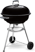 Weber Compact Kettle Holzkohlegrill/Porzellanemaillierter Deckel und Kessel, 57 cm Grillfläche, Stauraum