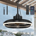 IP65 Outdoor-LED-Deckenventilator mit Licht, 3.000/4.500/6.000 K, 10–100 % dimmbar, reversibel, Timer, Fernbedienung, Schwarz