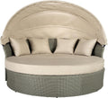 Riess Ambiente Outdoor Sonneninsel Gartenbank, 165 cm, Polyrattan Aluminium, Kissen wetterfest, wetterbeständig