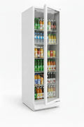 SCHOEPF GKS350 gewerblicher Getränkekühlschrank - Umluft - Glastür-Kühlschrank, 347 l, 194,5 cm Höhe (Weiß), LED-Beleuchtung, Glastür-Kühlschrank