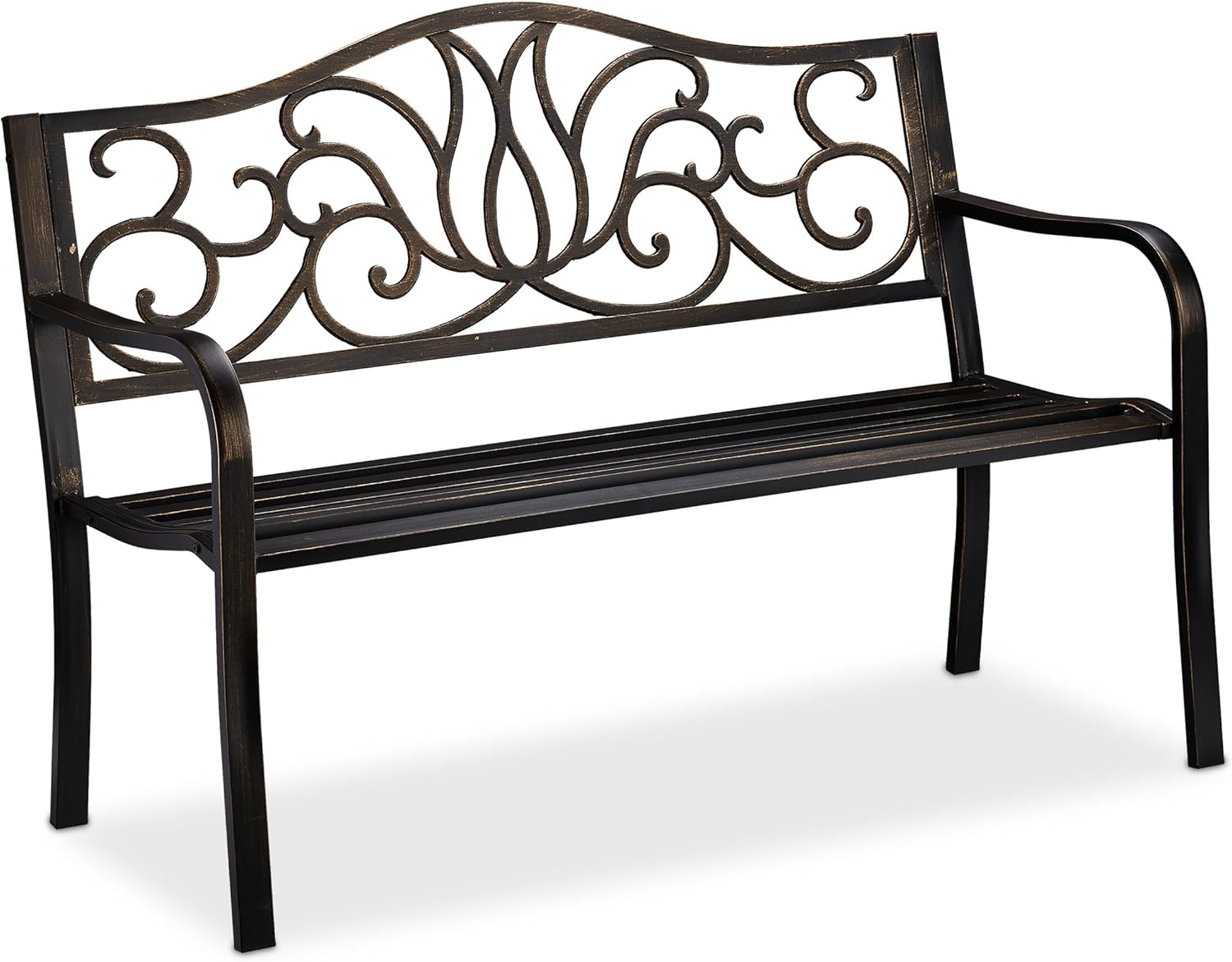 Relaxdays Gartenbank, Metallbank 90 × 127,5 × 63 cm, Schwerpunkt auf Haushaltsprodukten