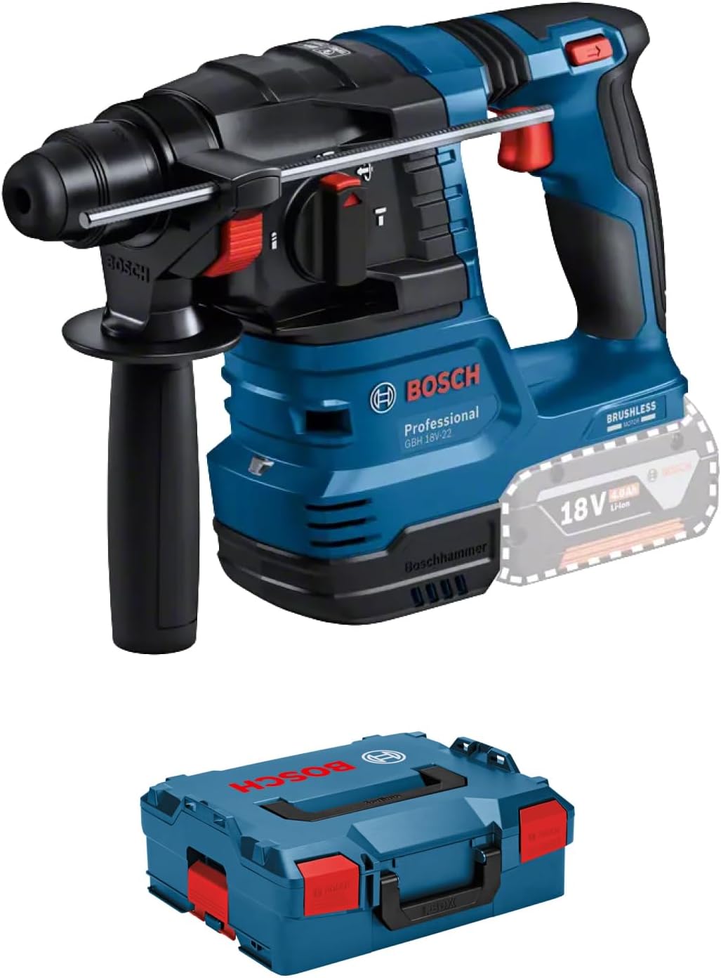 Bosch Professional 18V System Akku Bohrhammer GBH 18V-22 (mit, GBH 18V-22, 1/1 L-BOXX-Einlage, L-BOXX