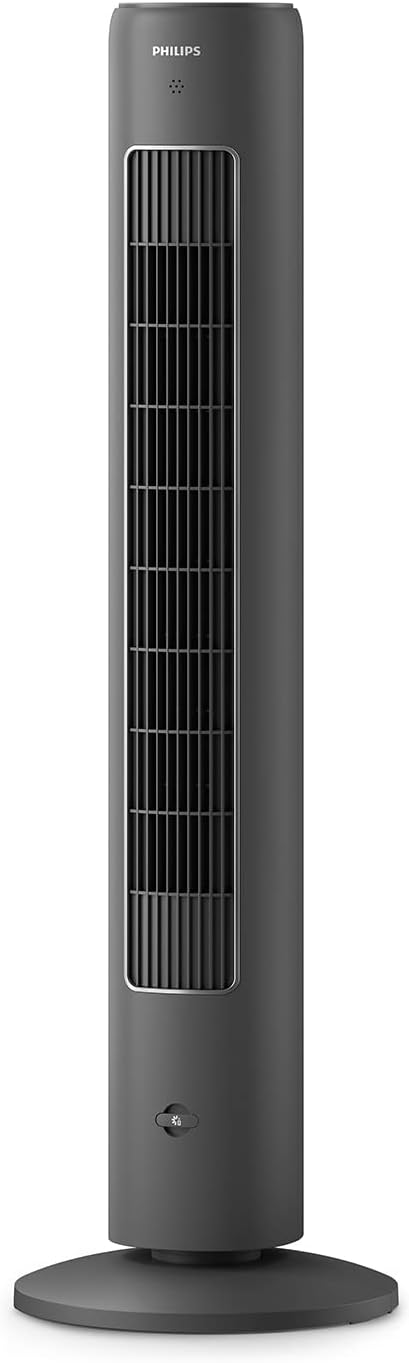 PHILIPS Oszillierender Turmventilator, 105 cm, 40 W, 26 dB, Fernbedienung, Timer, Oszillation, grau (CX5535/11), 3 Geschwindigkeiten, 3 Modi