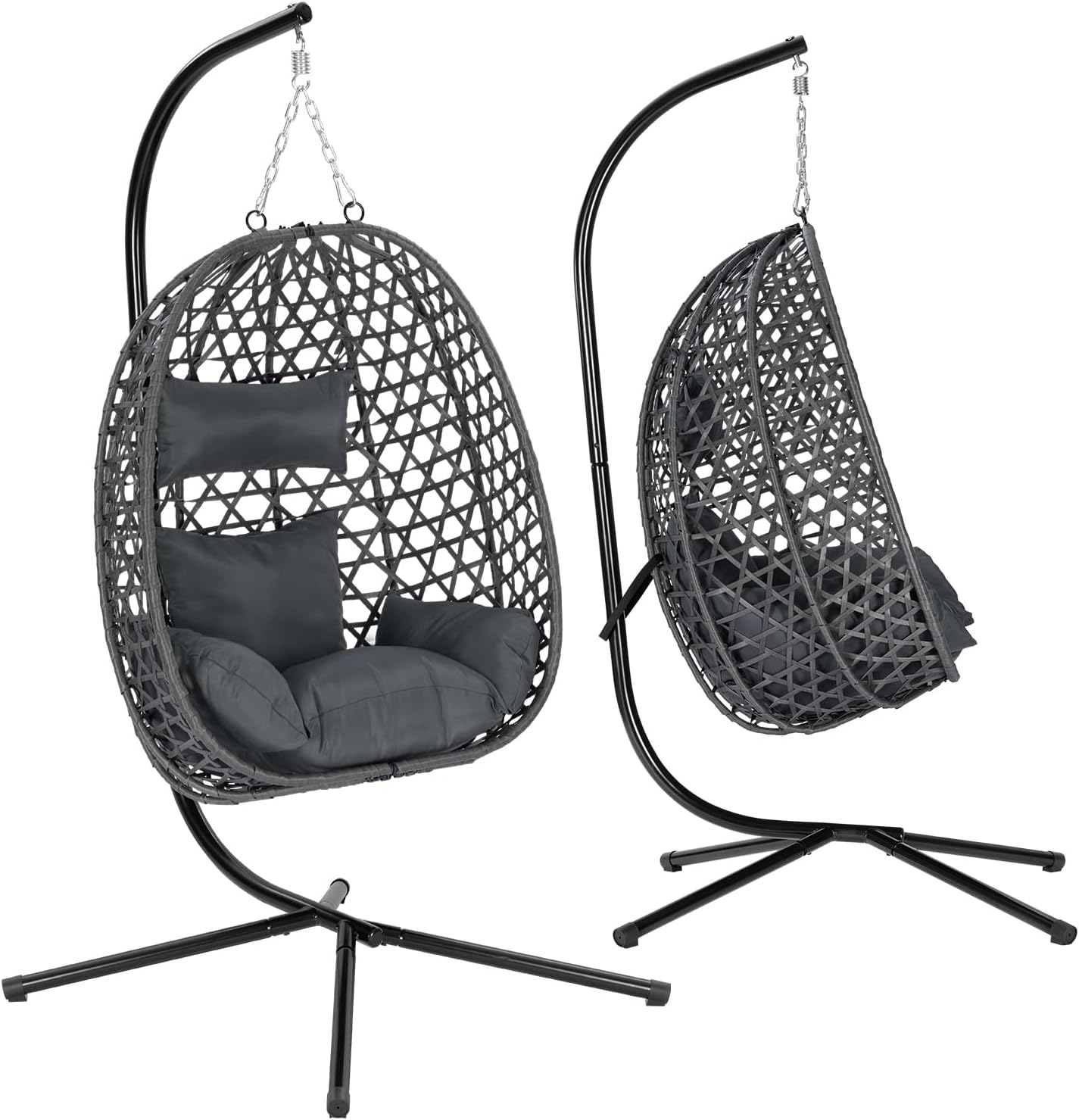 WOLTU Hängesessel, bis 150 kg belastbar, PE-Rattan Hängestuhl, verstellbar