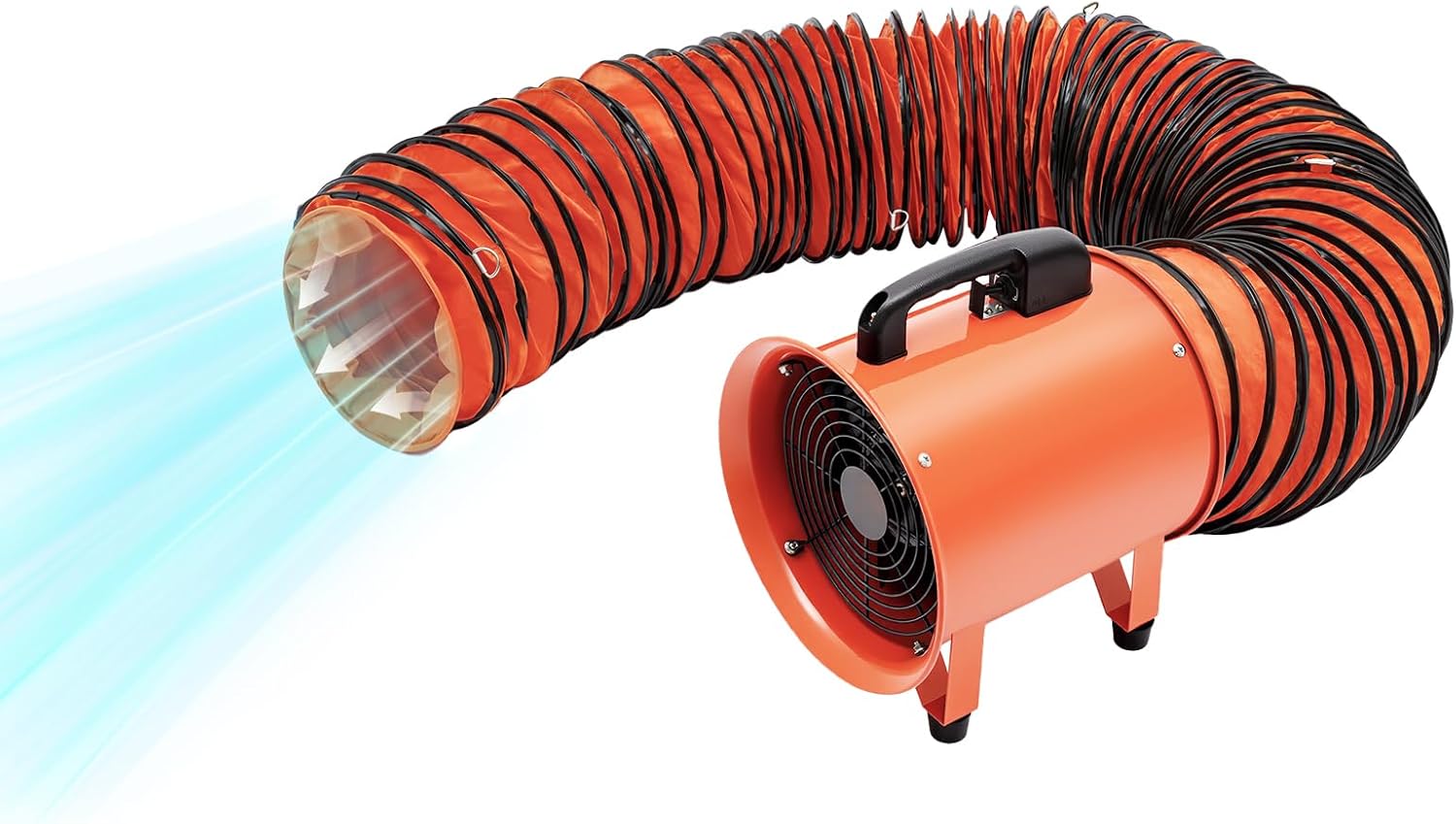 Industriegebläse 250 mm mit 10m PVC Luftschlauch Ventilator, 320 W Axiallüfter 1517CFM, Belüftungsgebläse IP44 Tragbar