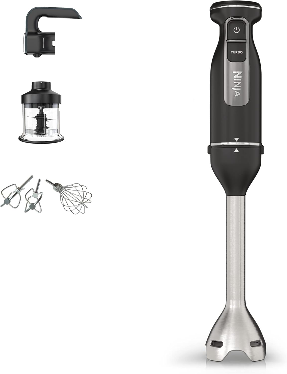 Ninja Foodi 3-in-1 Stabmixer Tisch, 850 W, Schwarz CI100EU, 2 Misch- und 5 Rührgeschwindigkeiten zum Zerkleinern, Klingeneinheit & Rezeptheft