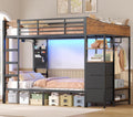Hochbett 90 × 200 Jugendbett mit Treppe und Rausfallschutz, Fernbedienung, App-Steuerung, LED-Beleuchtung, Stauraum, der Matratze genügend Stütze
