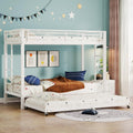 Etagenbett für 3 Kinder, 90 × 200 cm Dreifachbett Funktionsbett Stockbett Jugendhochbett, Metallbett Hochbett mit Ausziehbett und Leiter