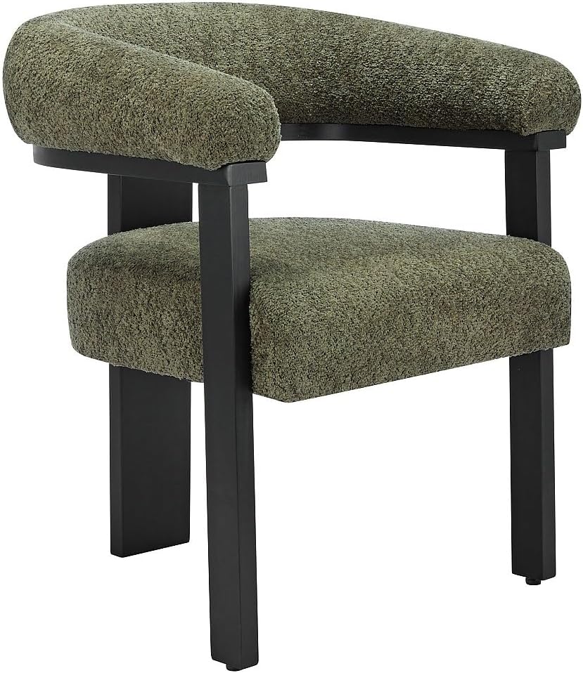 Pascal Morabito-Stuhl, Dichte der Rückenlehne: 24 kg/m³, Länge 64 cm Höhe 78 cm Tiefe: 60 cm, Bouclé-Stoff & Kautschukholz